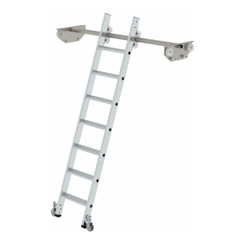 MUNK Aluminium-Regalleiter für Doppelregal seitlich verschiebbar