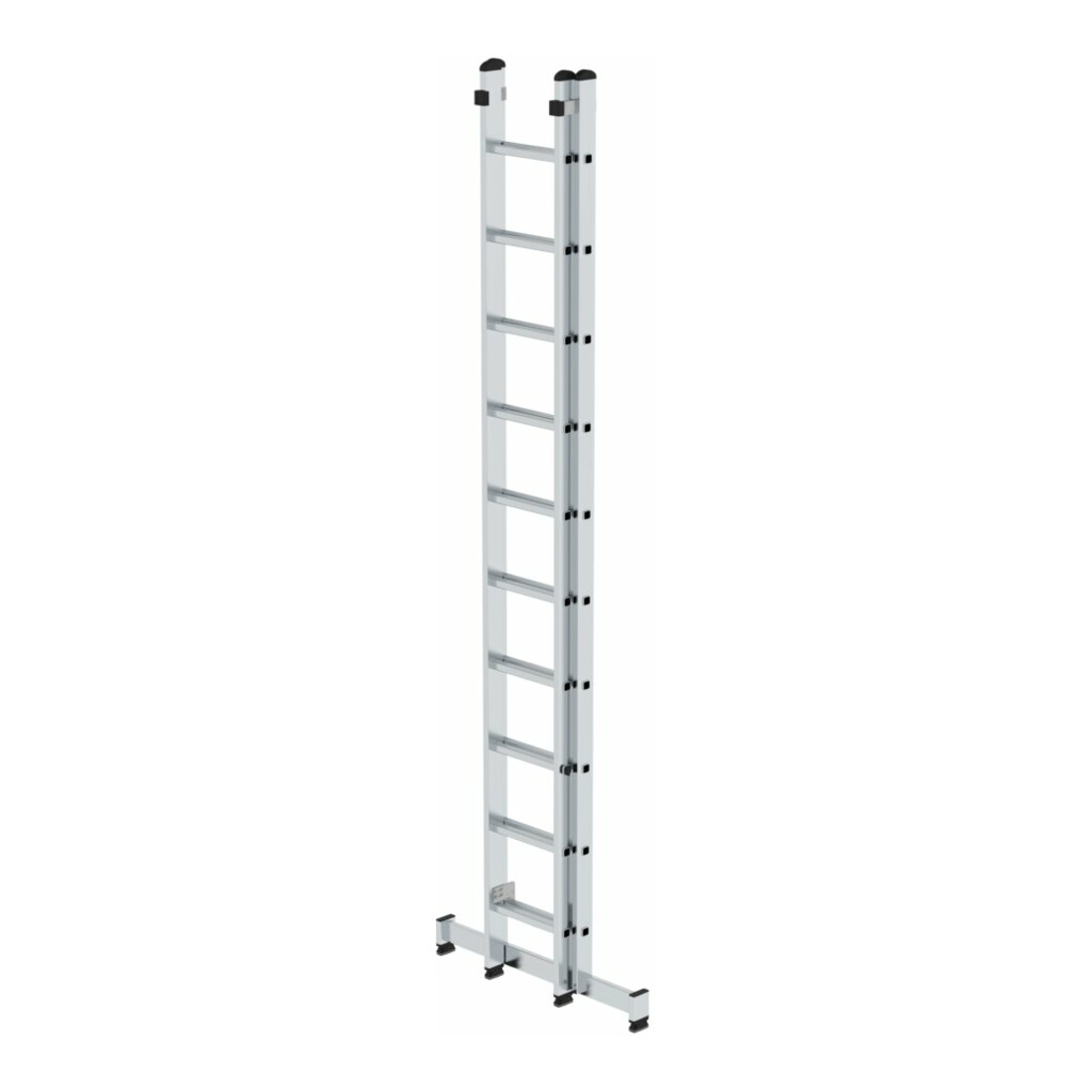 MUNK Günzburger Steigtechnik Aluminium-Schiebeleiter 2-teilig nivello®-Traverse 2 x 10 Sprossen