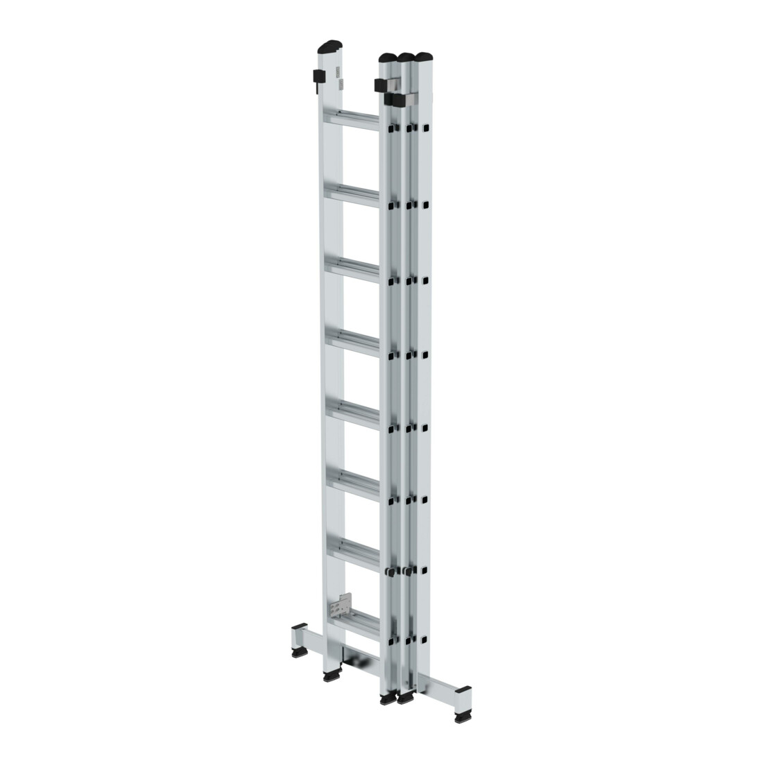 MUNK Günzburger Steigtechnik Aluminium-Schiebeleiter 3-teilig nivello®-Traverse 3 x 8 Sprossen