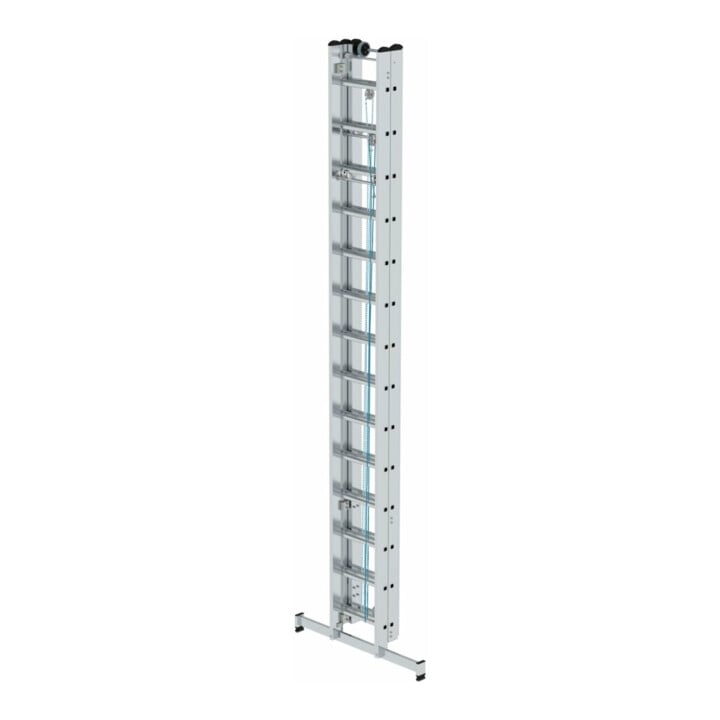 MUNK Günzburger Steigtechnik Aluminium-Seilzugleiter 3-teilig nivello®-Traverse 3 x 14 Sprossen