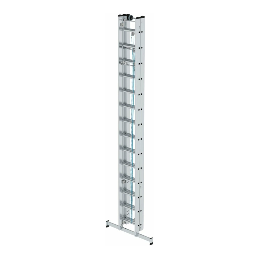 MUNK Günzburger Steigtechnik Aluminium-Seilzugleiter 3-teilig nivello®-Traverse 3 x 14 Sprossen