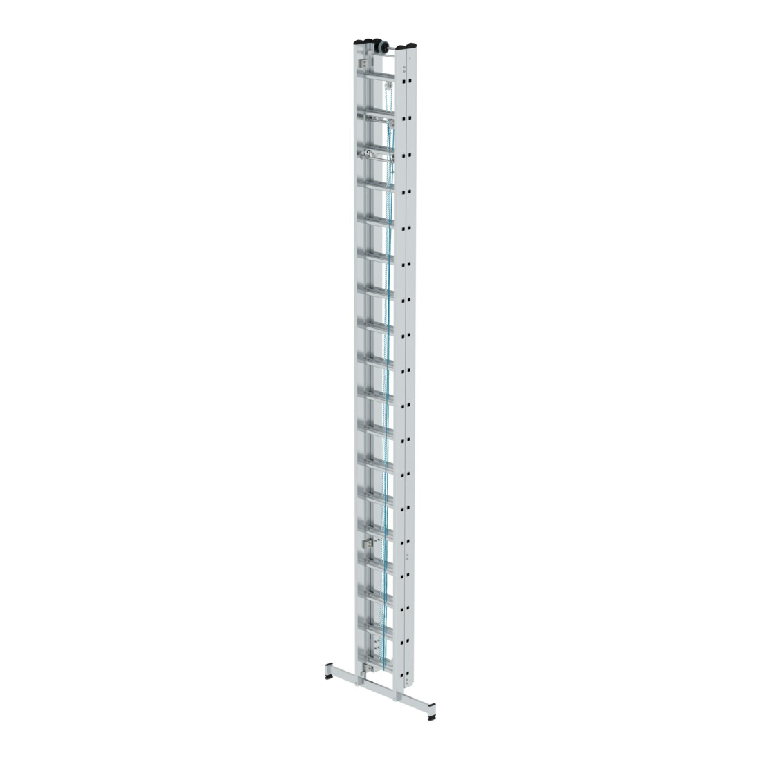 MUNK Günzburger Steigtechnik Aluminium-Seilzugleiter 3-teilig nivello®-Traverse 3 x 18 Sprossen