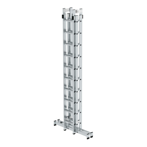 MUNK Günzburger Steigtechnik Aluminium-Stehleiter 4-teilig nivello®-Traverse 4 x 10 Sprossen