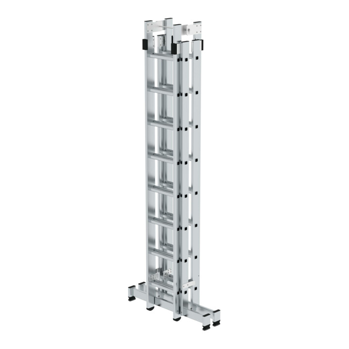 MUNK Günzburger Steigtechnik Aluminium-Stehleiter 4-teilig nivello®-Traverse 4 x 8 Sprossen