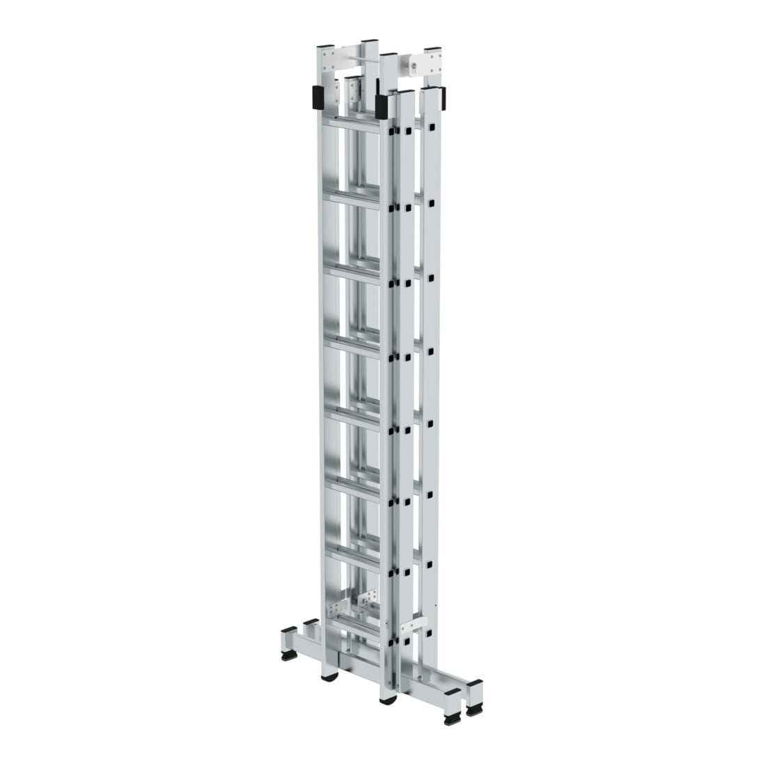 MUNK Günzburger Steigtechnik Aluminium-Stehleiter 4-teilig nivello®-Traverse 4 x 8 Sprossen
