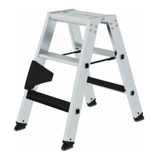 MUNK Aluminium-Stufenstehleiter beidseitig begehbar mit clip-step