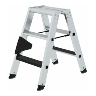 MUNK Aluminium-Stufenstehleiter beidseitig begehbar mit clip-step R13