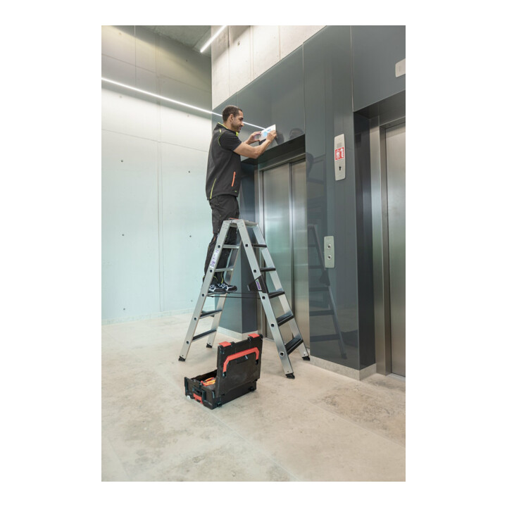 MUNK Günzburger Steigtechnik Aluminium-Stehleiter beidseitig begehbar relax step 2 x 3 Stufen