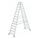 MUNK Aluminium-Stehleiter beidseitig begehbar Rollen 2 x 14 Stufen-1