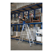 MUNK Aluminium-Stufenstehleiter beidseitig begehbar mit Rollen-2