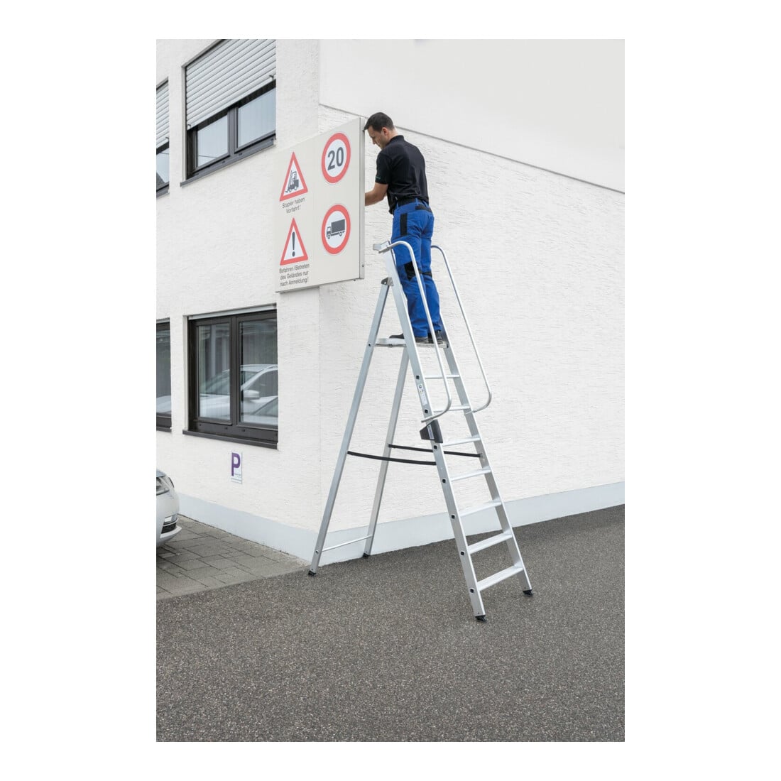 MUNK Aluminium-Stufenstehleiter einseitig begehbar