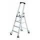 MUNK Aluminium-Stufenstehleiter einseitig begehbar mit Rollen-1