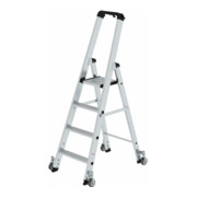 MUNK Aluminium-Stufenstehleiter einseitig begehbar mit Rollen