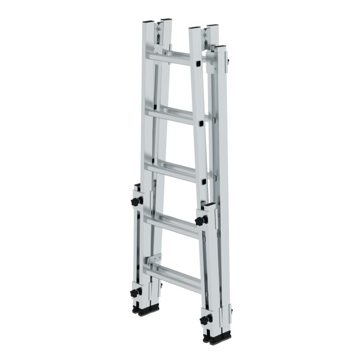 MUNK Günzburger Steigtechnik Aluminium-Stehleiter treppengängig 4 ausschiebbaren Holmen 2 x 5 Sprossen
