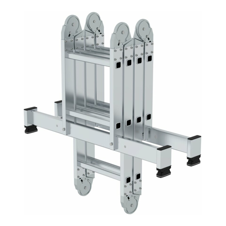 MUNK Günzburger Steigtechnik Aluminium-Vielzweckleiter 4-teilig nivello®-Traverse 2 x 2 + 2 x 3 Sprossen