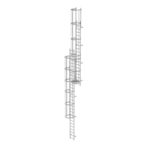 MUNK Günzburger Steigtechnik Mehrzügige Steigleitern mit Rückenschutz Steighöhe 10,92m Aluminium blank