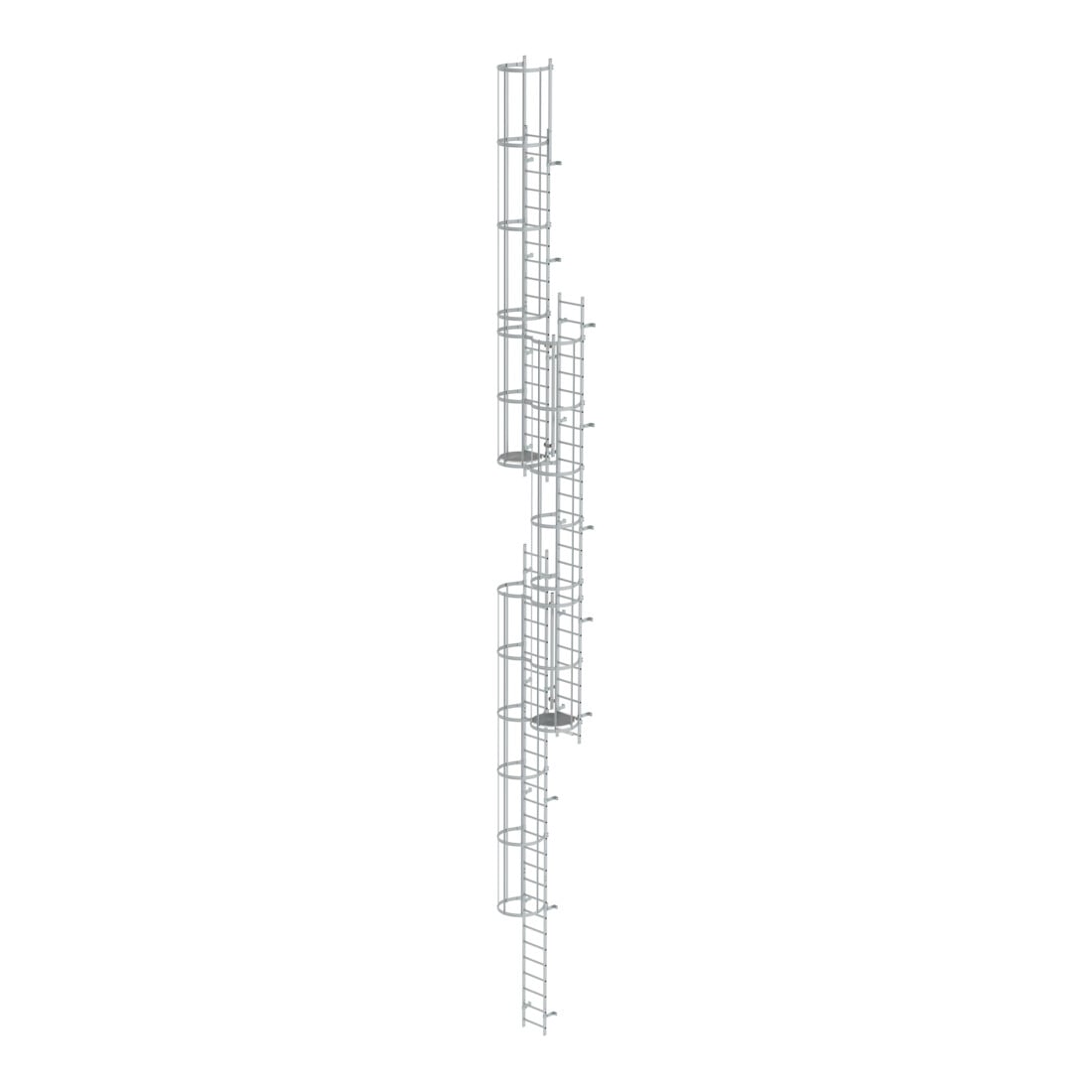MUNK Mehrzügige Steigleitern mit Rückenschutz Steighöhe 15,12m Aluminium blank