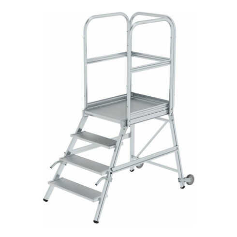 MUNK Podestleiter einseitig Rollen-Griff 4 Stufen