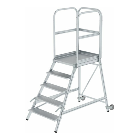 MUNK Podestleiter einseitig Rollen-Griff 5 Stufen