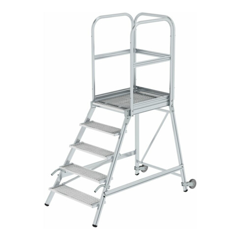 MUNK Podestleiter einseitig Rollen-Griff 5 Stufen