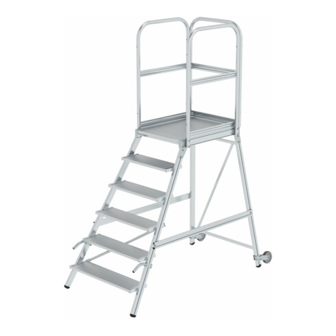 MUNK Podestleiter einseitig Rollen-Griff 6 Stufen