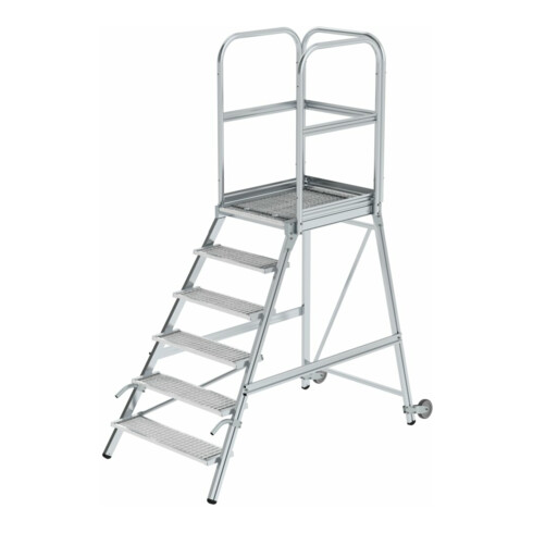 MUNK Podestleiter einseitig Rollen-Griff 6 Stufen
