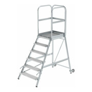 MUNK Podestleiter einseitig Rollen-Griff 6 Stufen