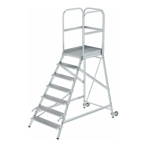 MUNK Podestleiter einseitig Rollen-Griff 7 Stufen