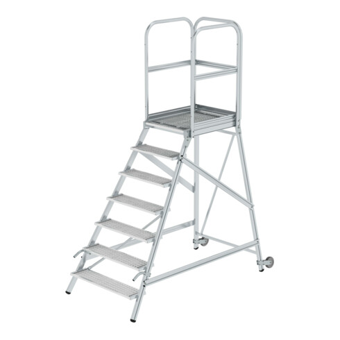 MUNK Podestleiter einseitig Rollen-Griff 7 Stufen