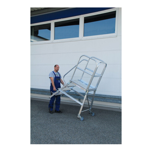 MUNK Podestleiter einseitig Rollen-Griff 8 Stufen