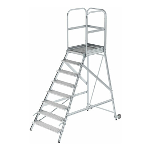 MUNK Podestleiter einseitig Rollen-Griff 8 Stufen