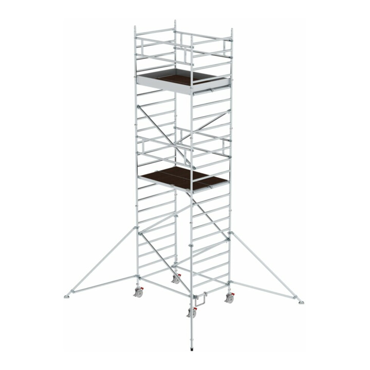 MUNK Günzburger Steigtechnik Rollgerüst 1,35 x 1,80 m mit Ausleger und Doppel-Plattform, Plattformhöhe 4,35 m