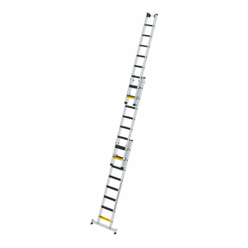 MUNK Stufen-Mehrzweckleiter 3-teilig mit nivello®-Traverse und clip-step R13 3x8 Stufen