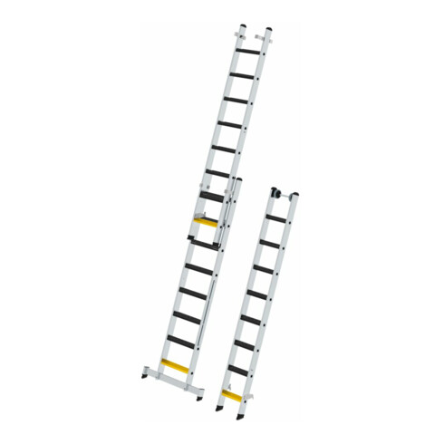MUNK Stufen-Mehrzweckleiter 3-teilig mit nivello®-Traverse und clip-step R13 3x8 Stufen