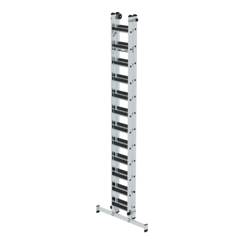 MUNK Günzburger Steigtechnik Stufen-Seilzugleiter 2-teilig mit nivello® Traverse und clip-step R13 2x12 Stufen