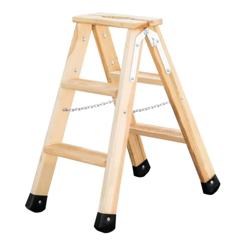 MUNK Günzburger Steigtechnik Stufen-Stehleiter beidseitig begehbar Holz 033812