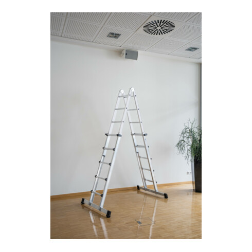 MUNK Teleskopleiter mit Traverse 4x6 Sprossen