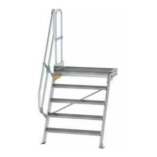 MUNK Treppe mit Plattform 60° Stufenbreite 600 mm 7 Stufen Aluminium geriffelt