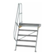 MUNK Günzburger Steigtechnik Treppe mit Plattform 60° Stufenbreite 600 mm 7 Stufen Aluminium geriffelt