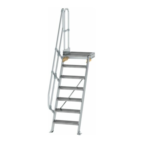 MUNK Günzburger Steigtechnik Treppe mit Plattform 60° Stufenbreite 600 mm 7 Stufen Aluminium geriffelt