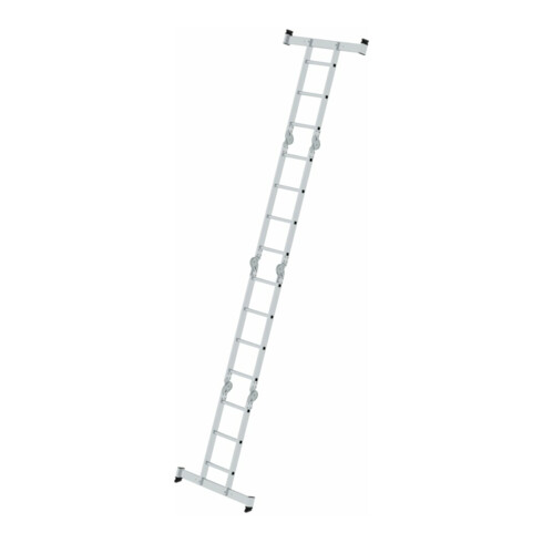 MUNK Vielzweckleiter 4-teilig mit nivello®-Traverse und Holzbelag 2x3 + 2x4 Sprossen, 4.2 m