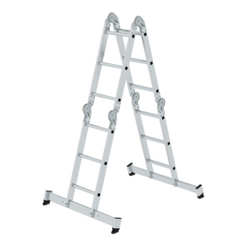 MUNK Vielzweckleiter 4-teilig mit nivello®-Traverse und Holzbelag