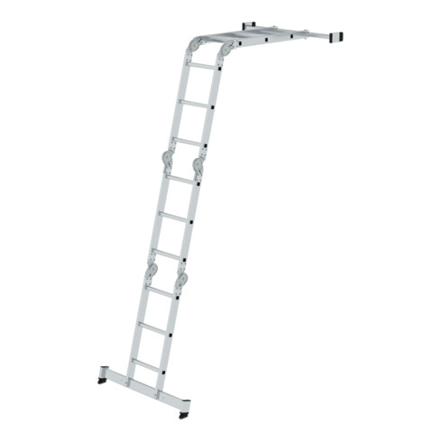 MUNK Vielzweckleiter 4-teilig mit nivello®-Traverse und Holzbelag