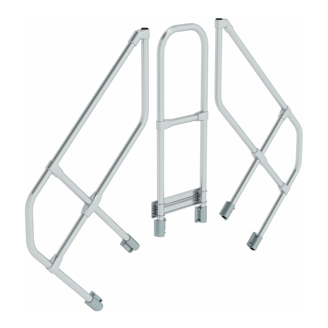 MUNK zweiter Handlauf Aluminium-Überstieg stationär/fahrbar 45° 3 Stufen