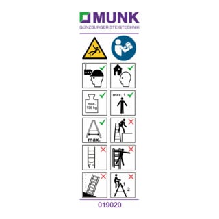 Munk Hinweis-Aufkleber für LKW-Aufstiegsleiter Aufkleber 19020