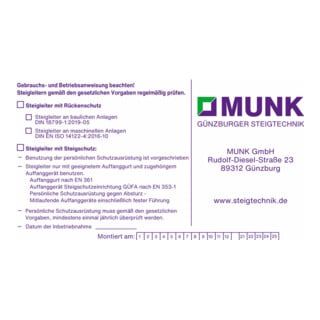 MUNK Kennzeichnungsschild