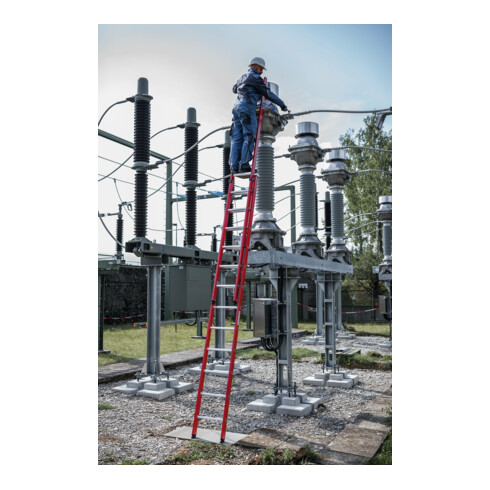 MUNK Kunststoff-Schiebe/Seilzugleiter 2-teilig 2 x 8 Sprossen