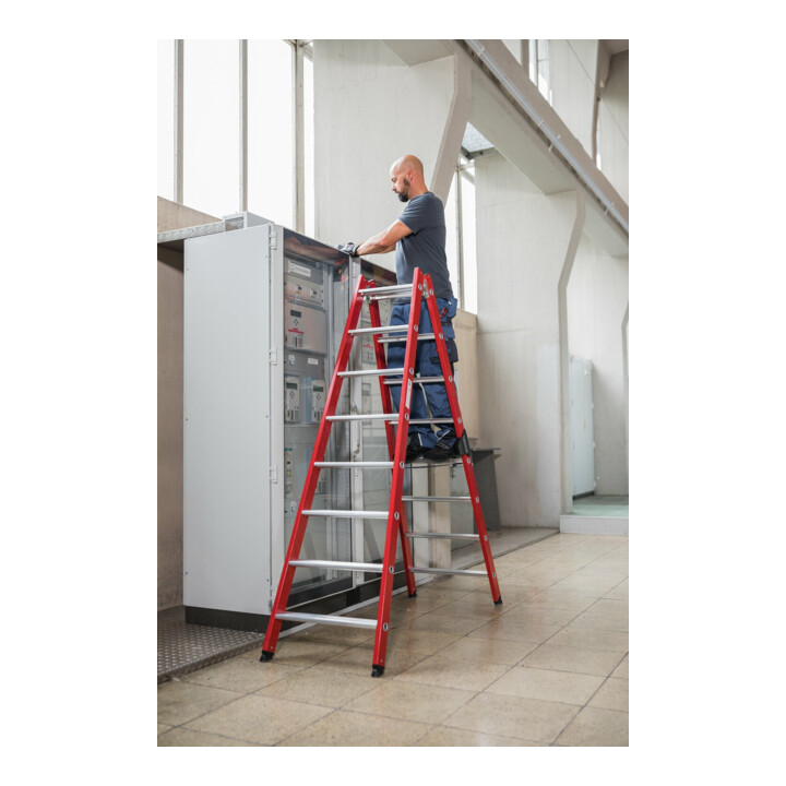 MUNK Kunststoff-Stehleiter beidseitig begehbar 2 x 12 Stufen