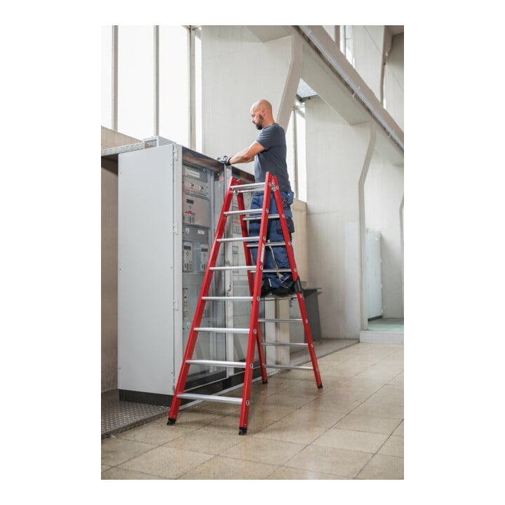 MUNK Kunststoff-Stehleiter beidseitig begehbar 2 x 6 Stufen