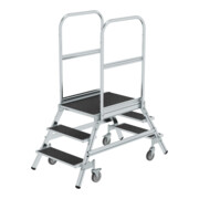 MUNK Podesttreppe beids. begehbar mit Federrolle Korundbeschichtung R 13 8 Stufen